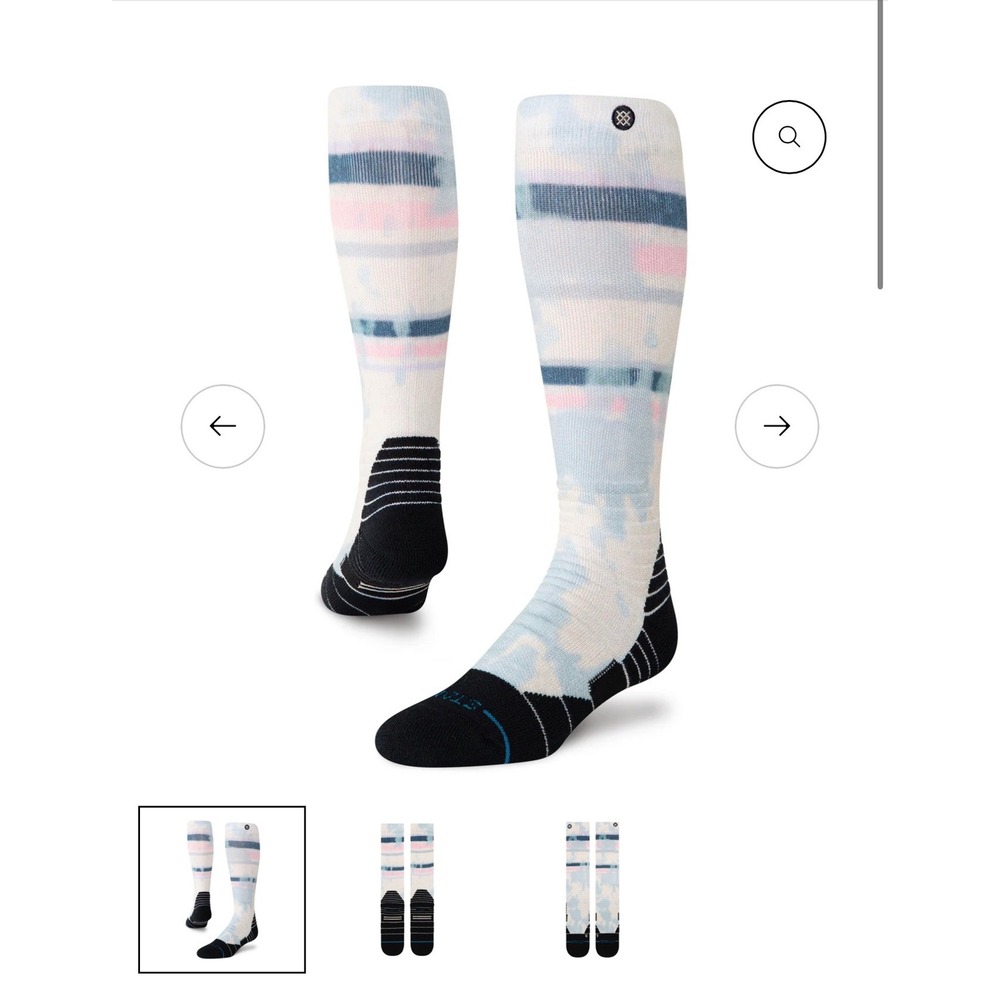Stance Mens Brong Snow Mid Cushion Snow Ski OTC Socks Multicolor Blue Large 9-13